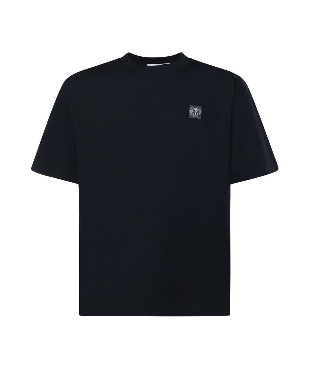 STONE ISLAND Темно-синяя хлопковая футболка, фото 1