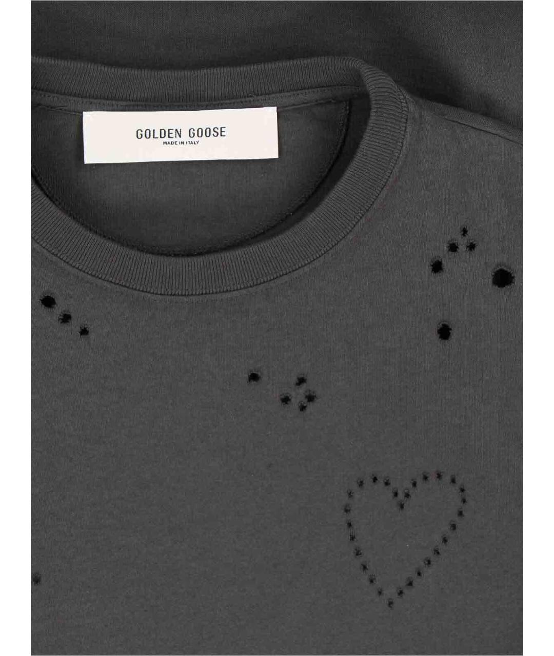 GOLDEN GOOSE DELUXE BRAND Антрацитовая хлопковая футболка, фото 3