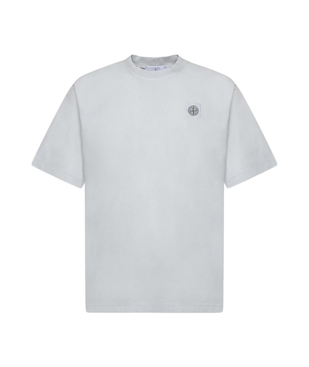 STONE ISLAND Голубая хлопковая футболка, фото 1