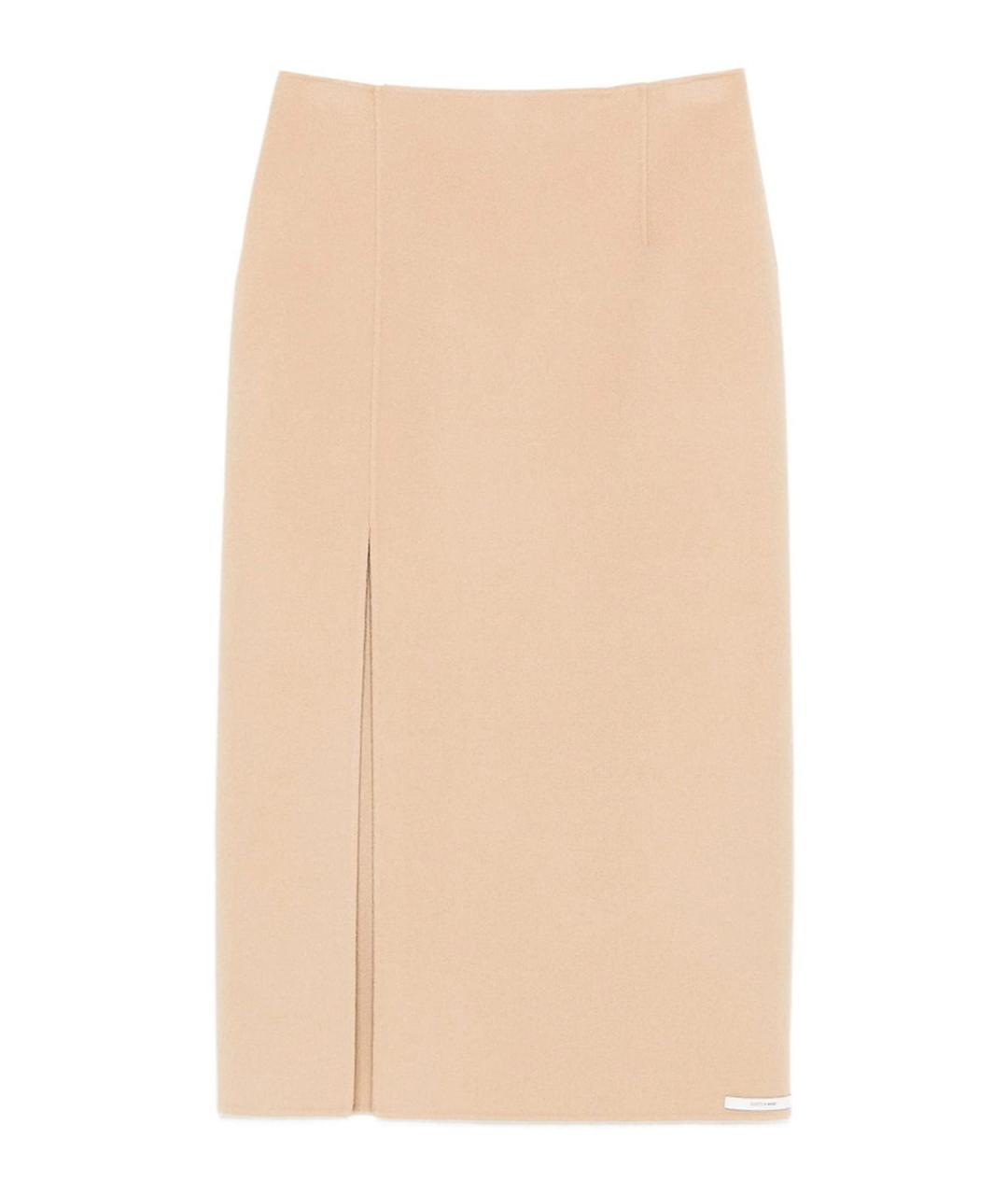 SPORTMAX Коричневая шерстяная юбка миди, фото 1