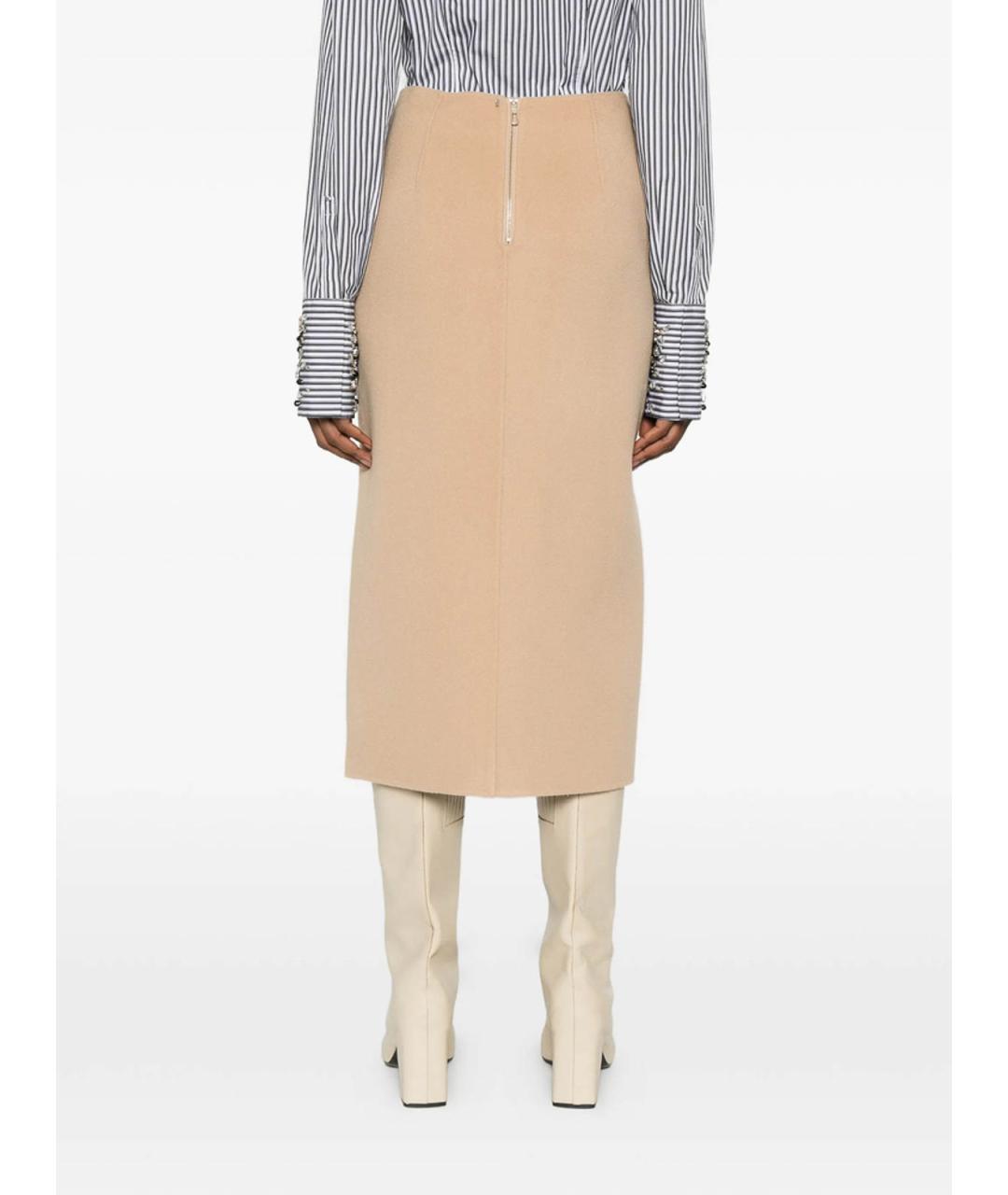 SPORTMAX Коричневая шерстяная юбка миди, фото 4