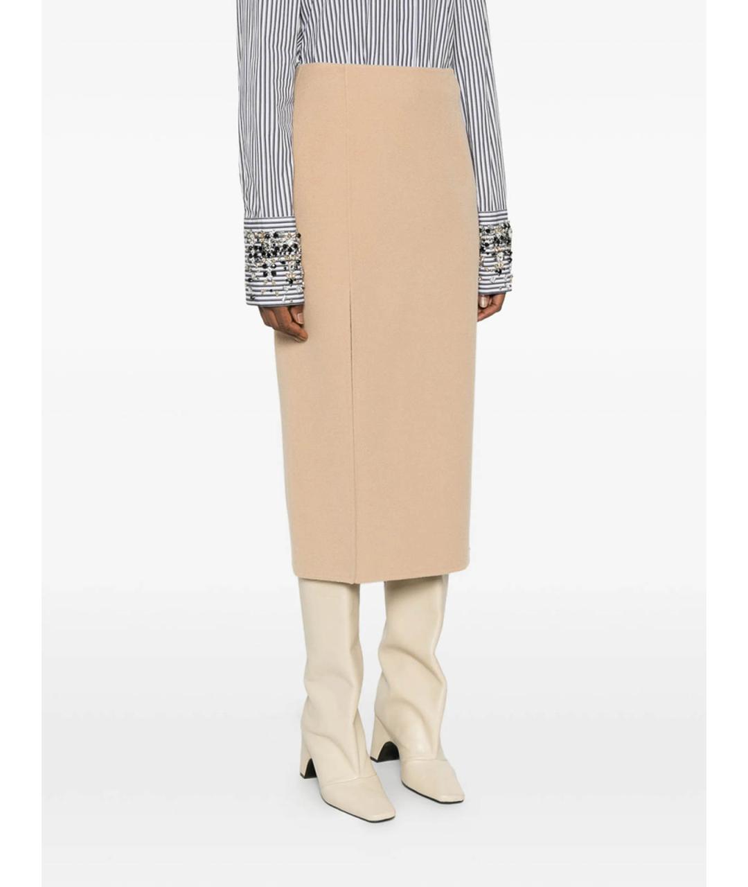 SPORTMAX Коричневая шерстяная юбка миди, фото 5