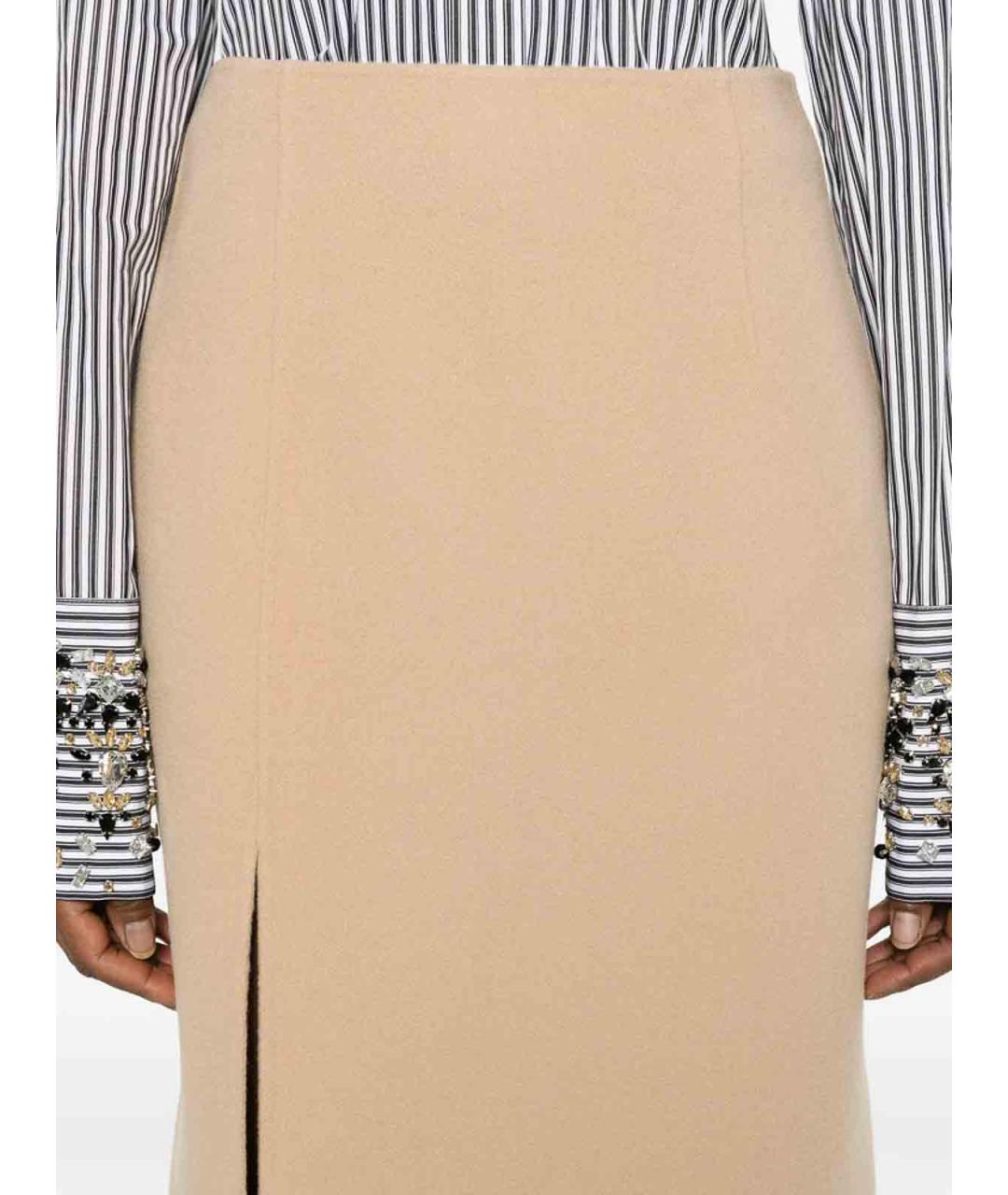 SPORTMAX Коричневая шерстяная юбка миди, фото 3