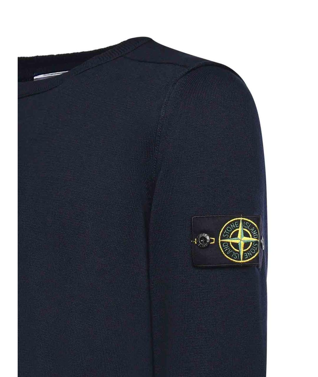 STONE ISLAND Темно-синий хлопковый джемпер / свитер, фото 2