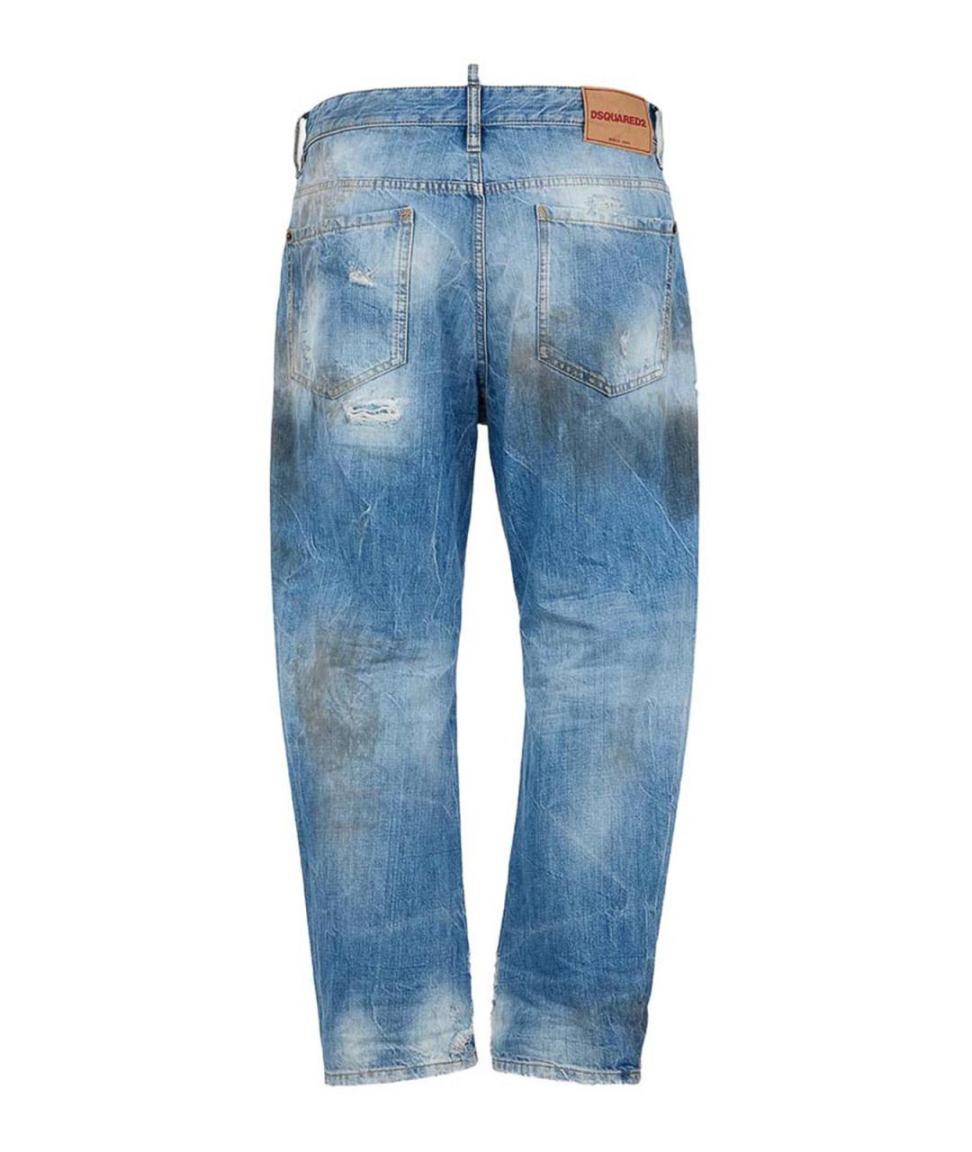 DSQUARED2 Синие хлопковые прямые джинсы, фото 2