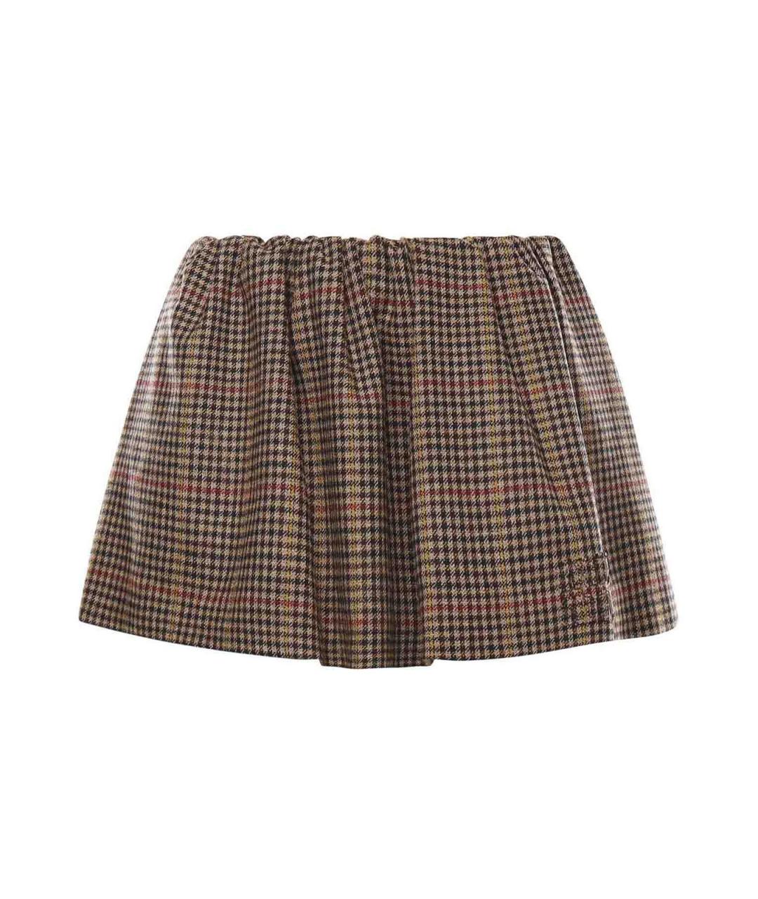 MIU MIU Коричневая шерстяная юбка мини, фото 1