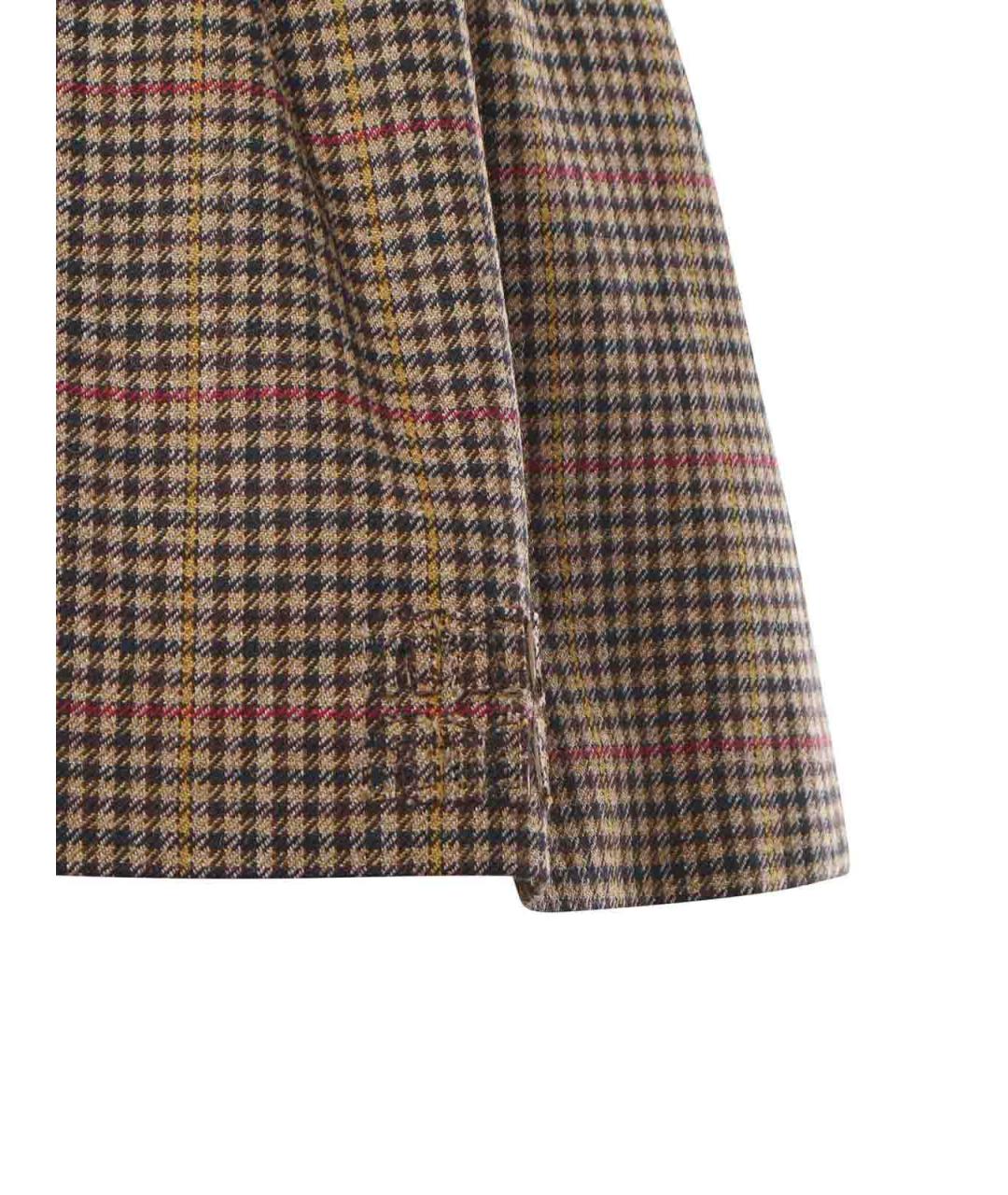 MIU MIU Коричневая шерстяная юбка мини, фото 2