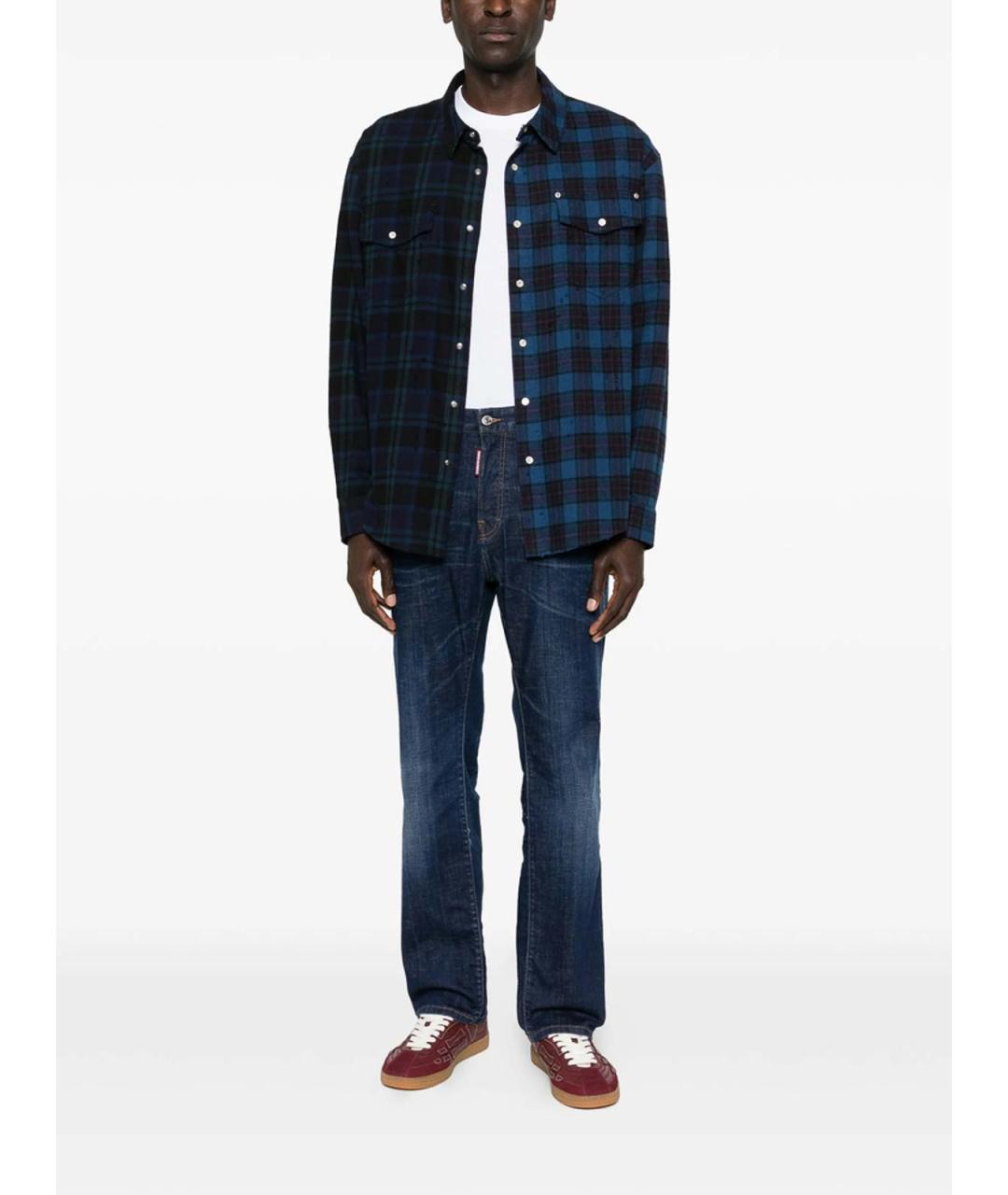 DSQUARED2 Синие хлопковые прямые джинсы, фото 4