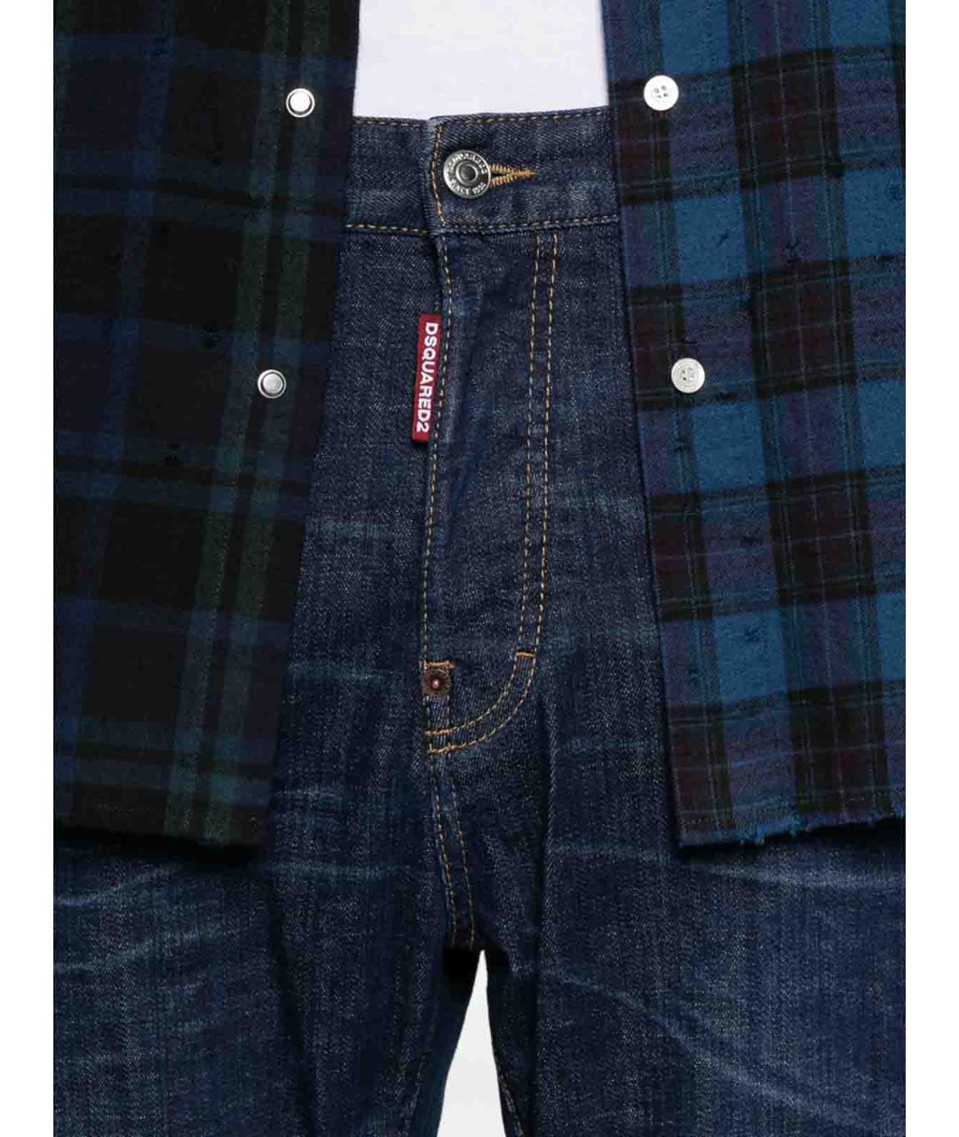 DSQUARED2 Синие хлопковые прямые джинсы, фото 2