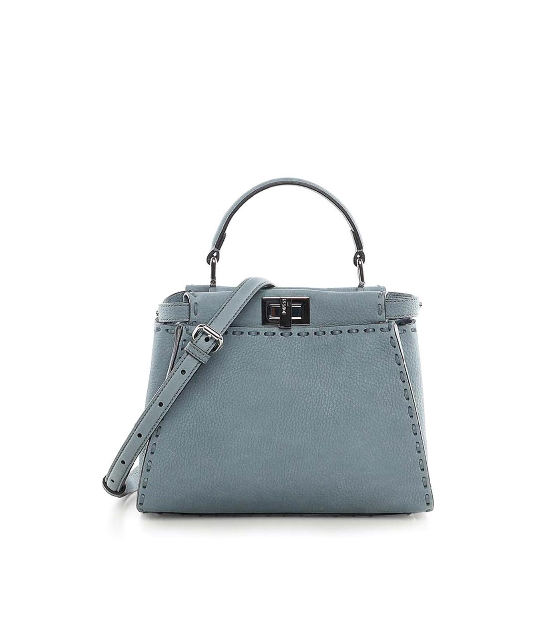 FENDI Голубая кожаная сумка тоут, фото 1