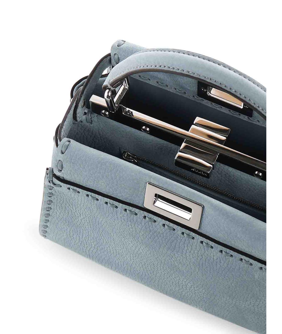FENDI Голубая кожаная сумка тоут, фото 4