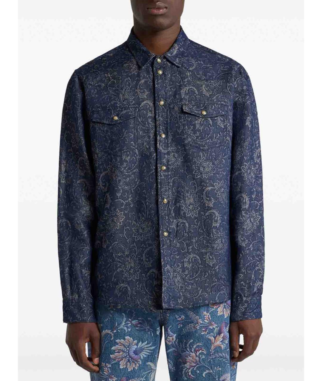 ETRO Синяя хлопковая классическая рубашка, фото 3