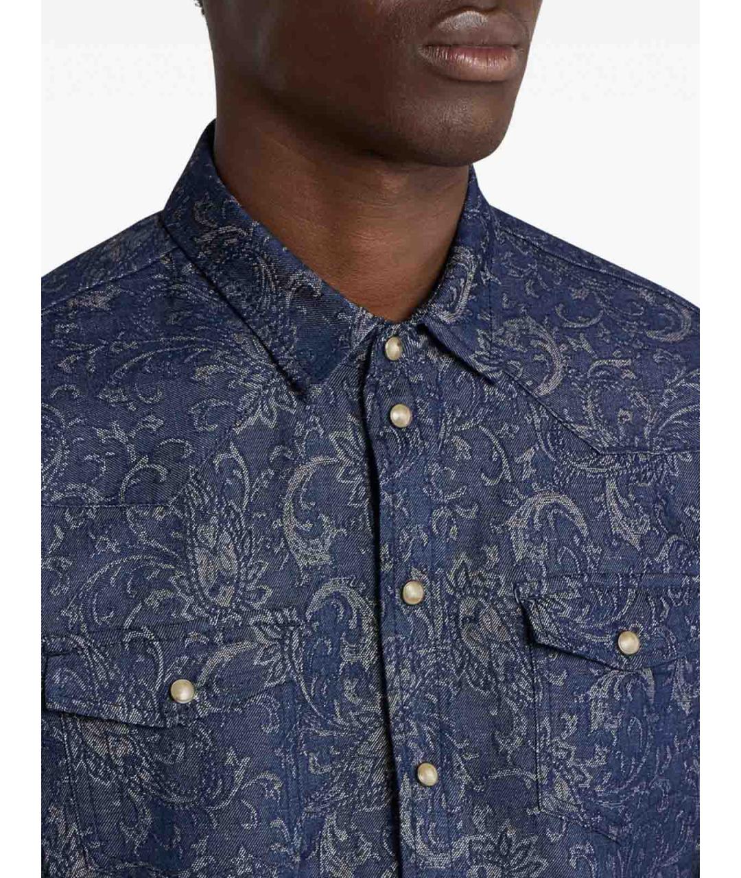 ETRO Синяя хлопковая классическая рубашка, фото 4