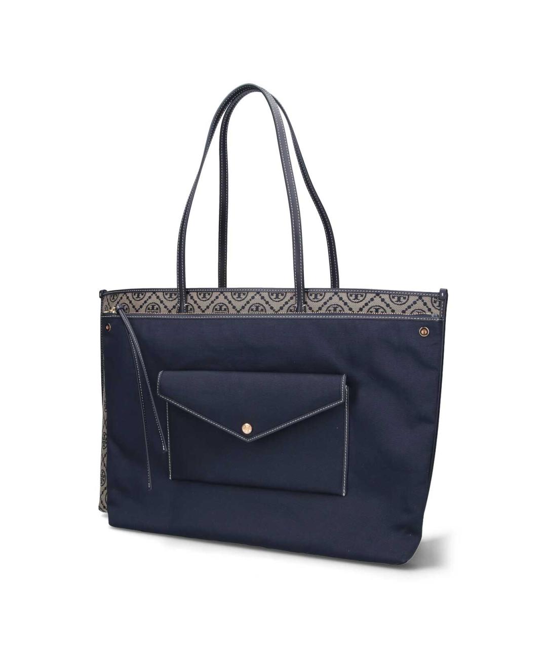 TORY BURCH Синяя хлопковая сумка тоут, фото 2
