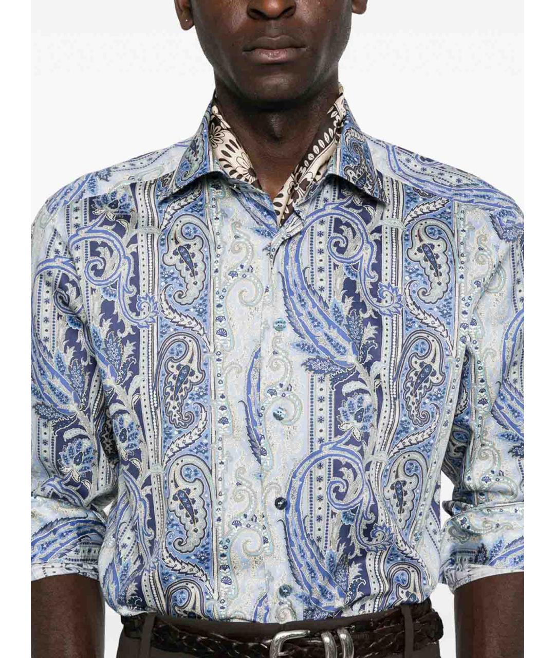 ETRO Синяя хлопковая классическая рубашка, фото 4