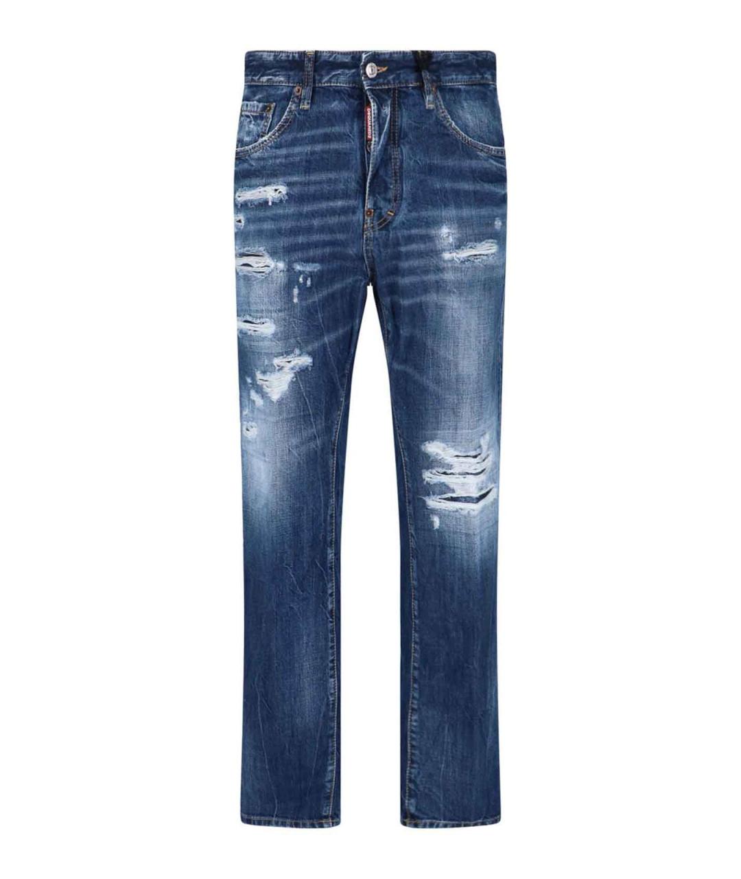 DSQUARED2 Синие хлопковые прямые джинсы, фото 1