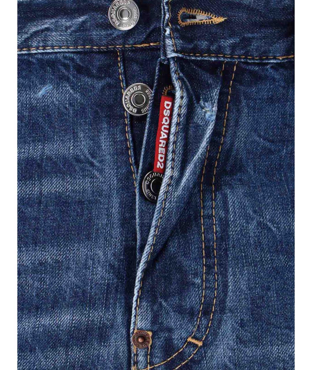 DSQUARED2 Синие хлопковые прямые джинсы, фото 5