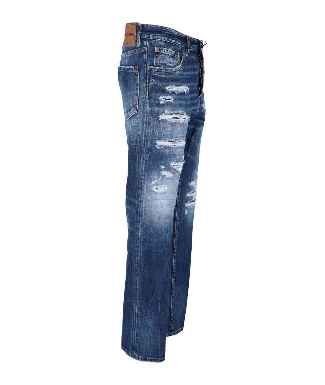 DSQUARED2 Синие хлопковые прямые джинсы, фото 3