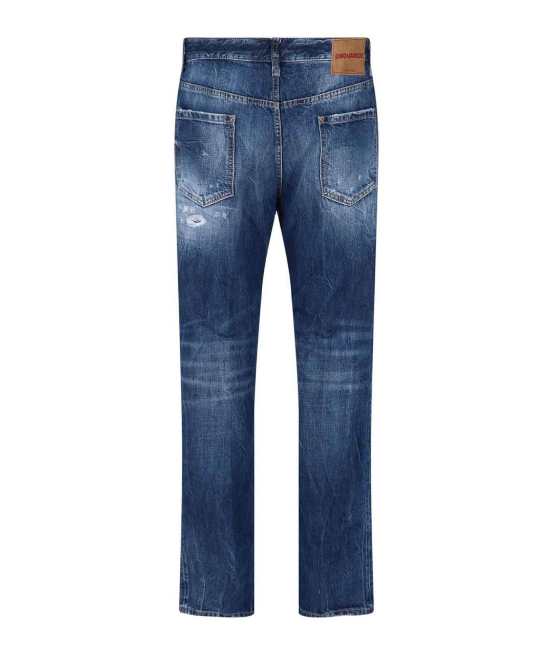 DSQUARED2 Синие хлопковые прямые джинсы, фото 2