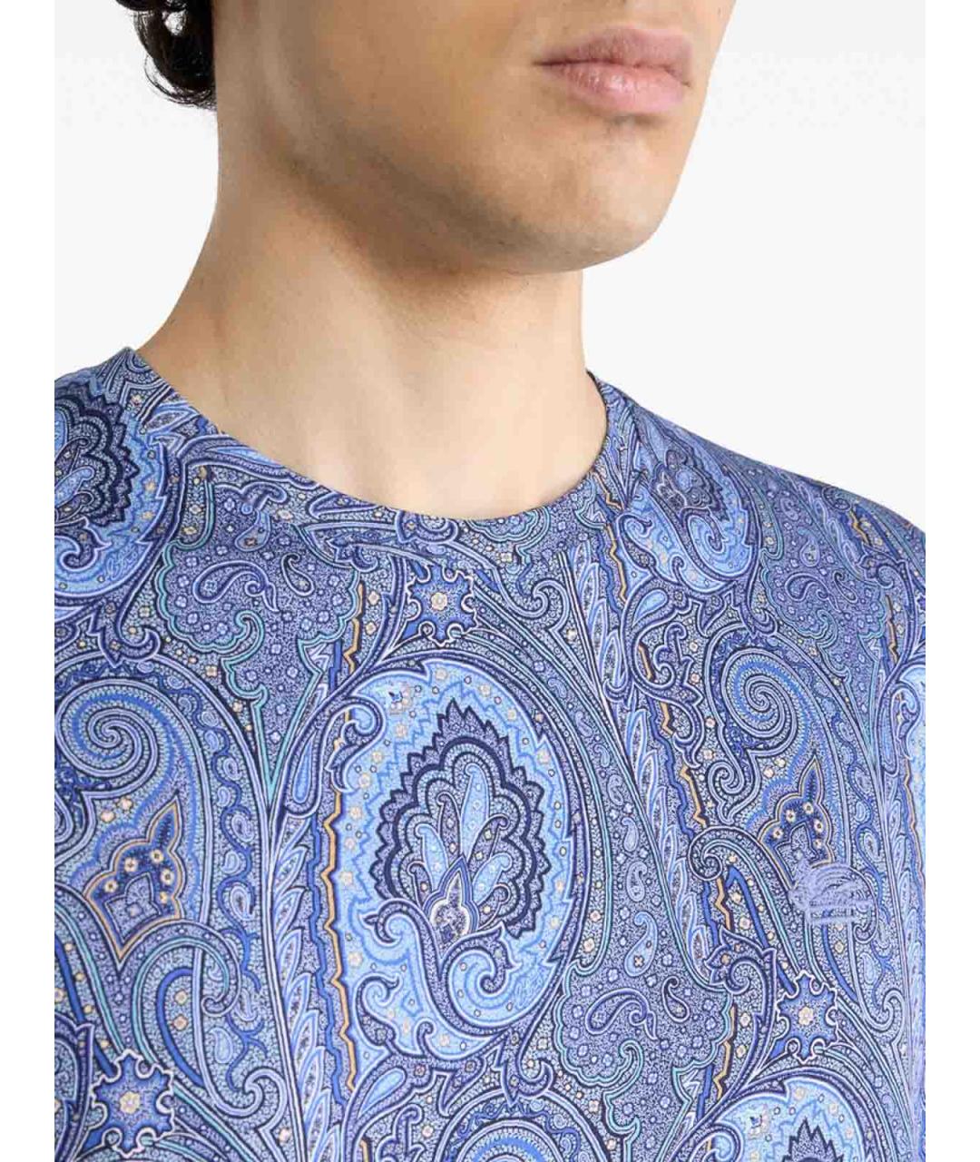 ETRO Синяя хлопковая футболка, фото 2