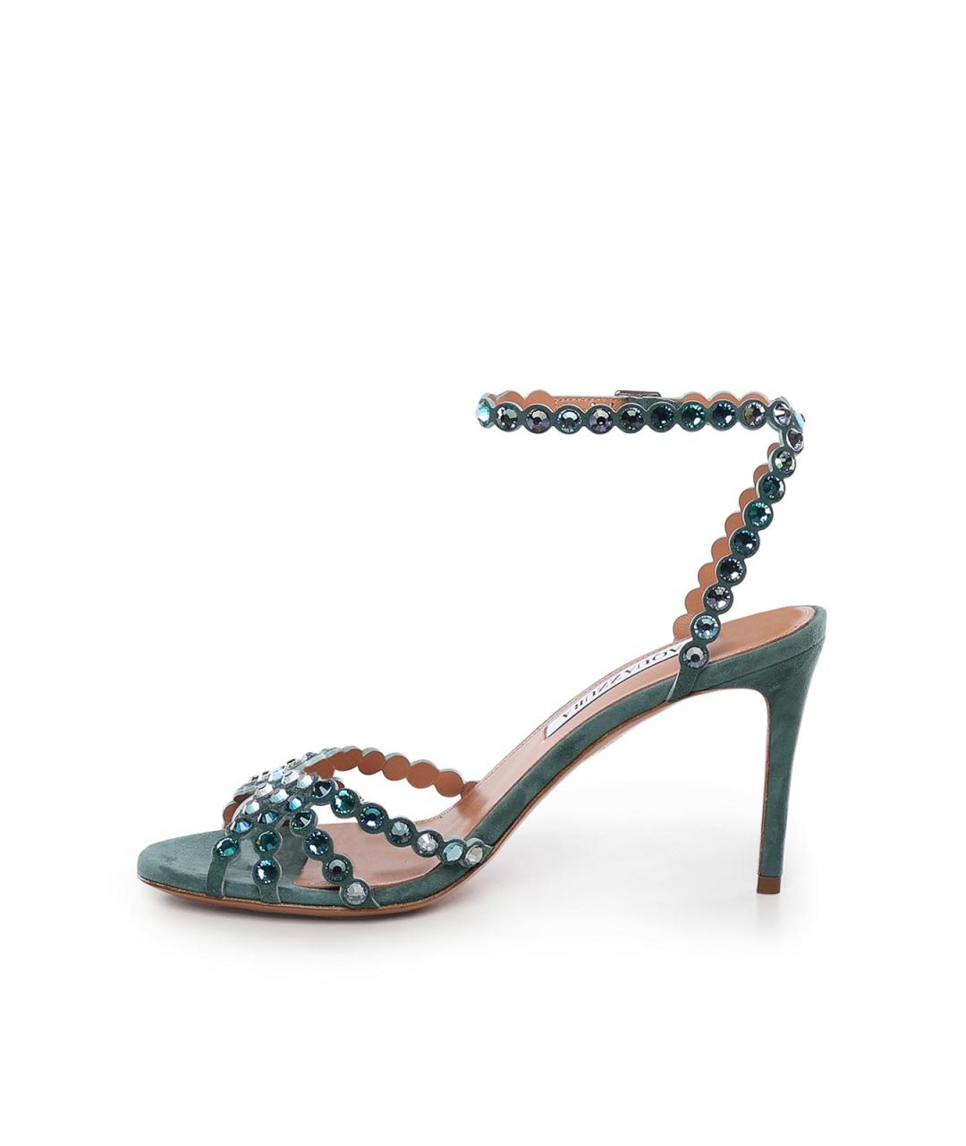 AQUAZZURA Зеленые кожаные босоножки, фото 2