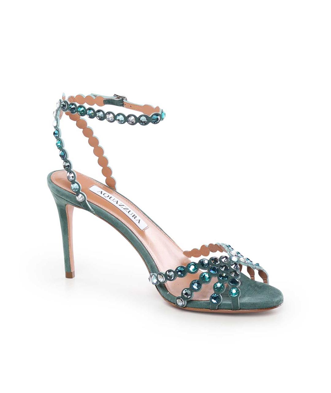 AQUAZZURA Зеленые кожаные босоножки, фото 3