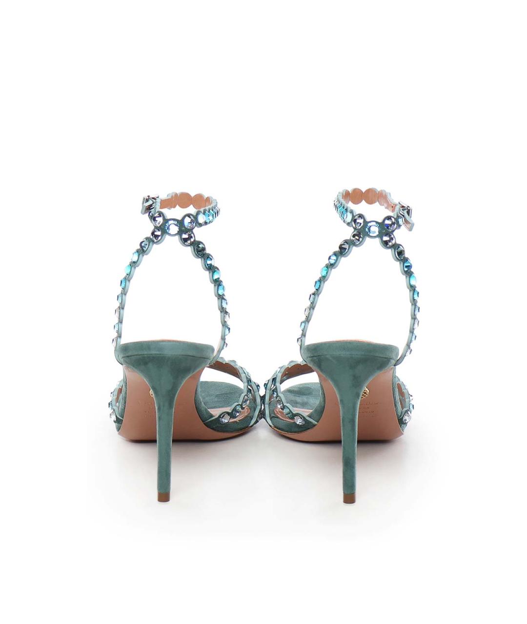 AQUAZZURA Зеленые кожаные босоножки, фото 4