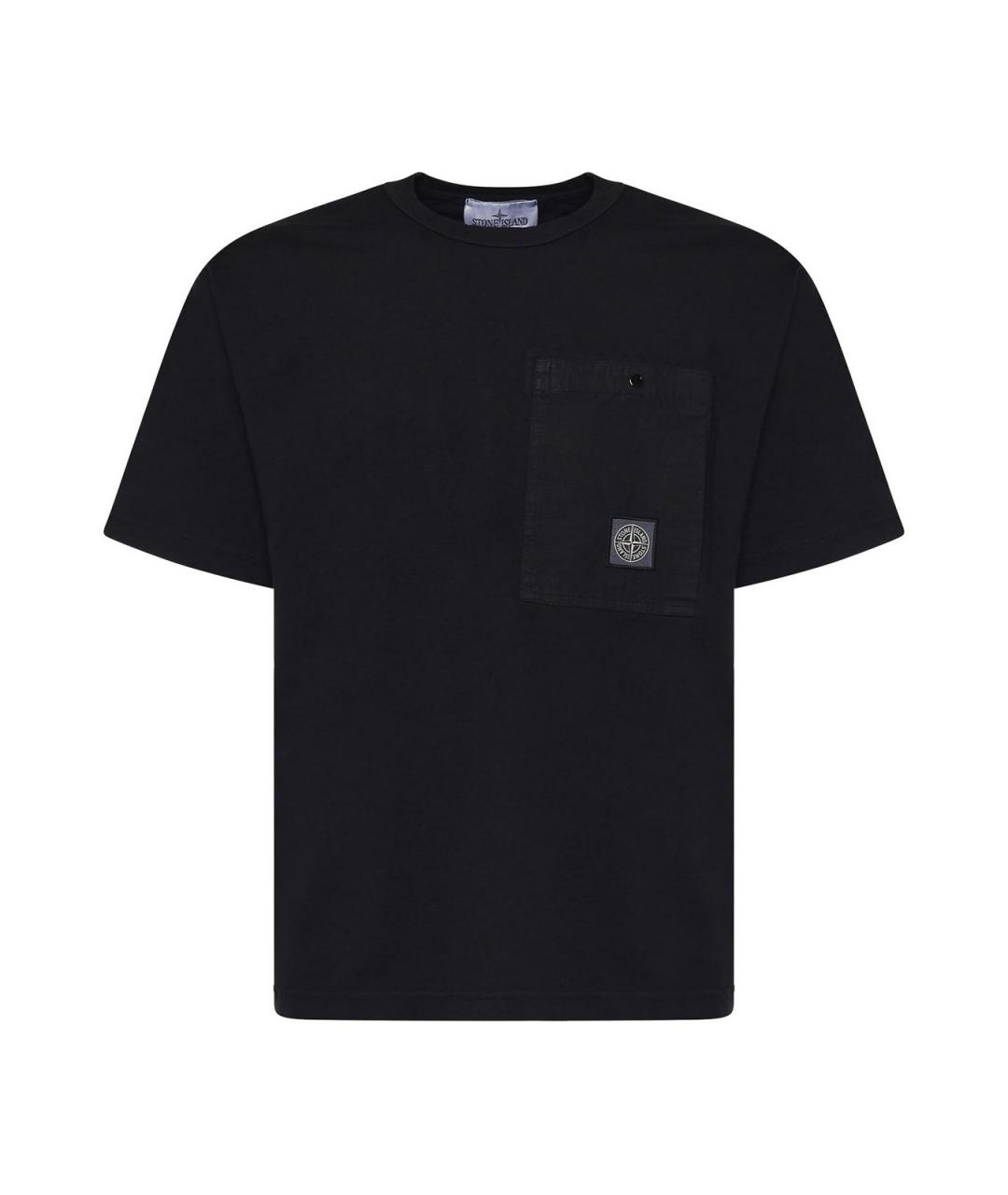 STONE ISLAND Черная хлопковая футболка, фото 1