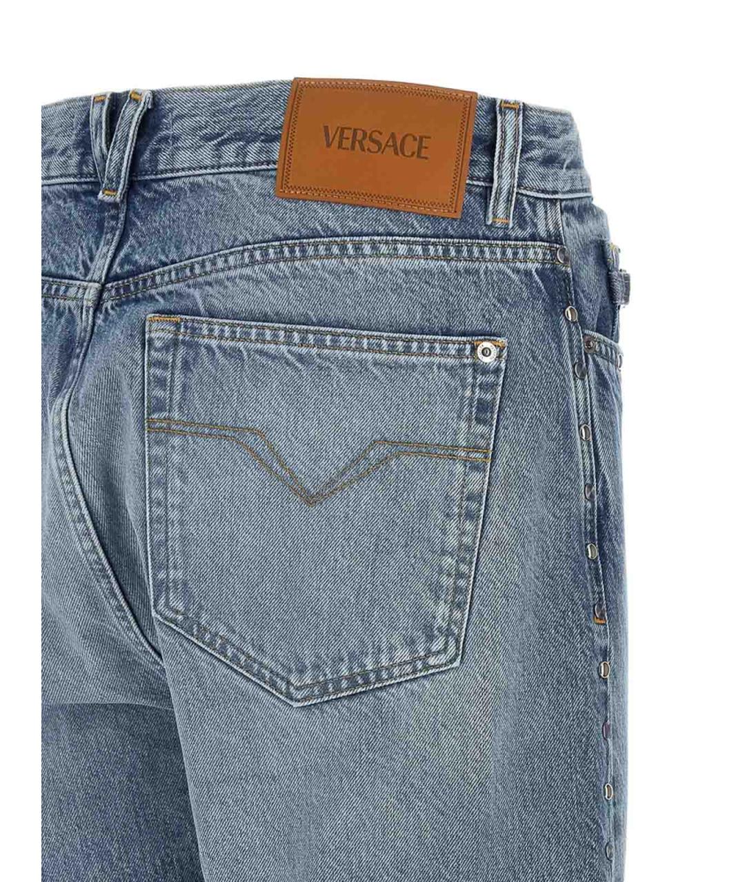 VERSACE Голубые хлопковые прямые джинсы, фото 2