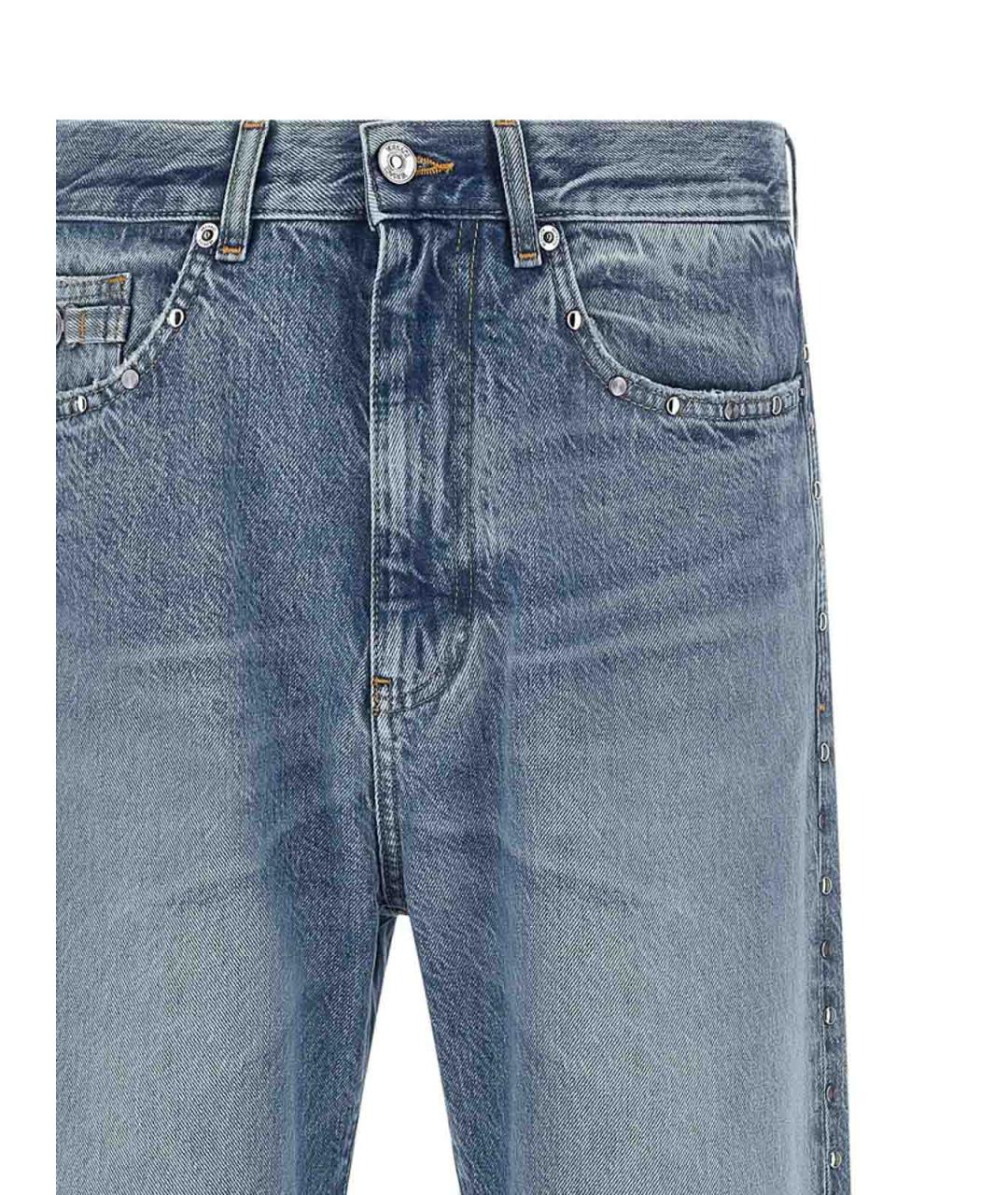 VERSACE Голубые хлопковые прямые джинсы, фото 4
