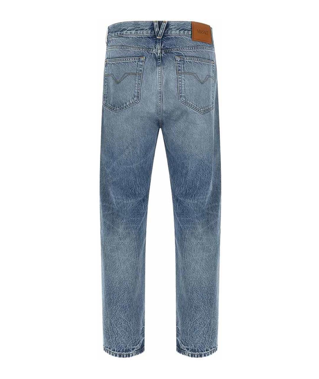 VERSACE Голубые хлопковые прямые джинсы, фото 3