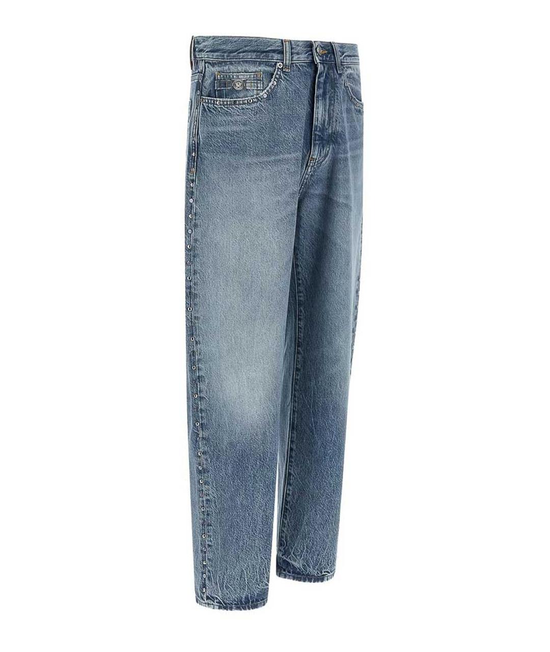 VERSACE Голубые хлопковые прямые джинсы, фото 5