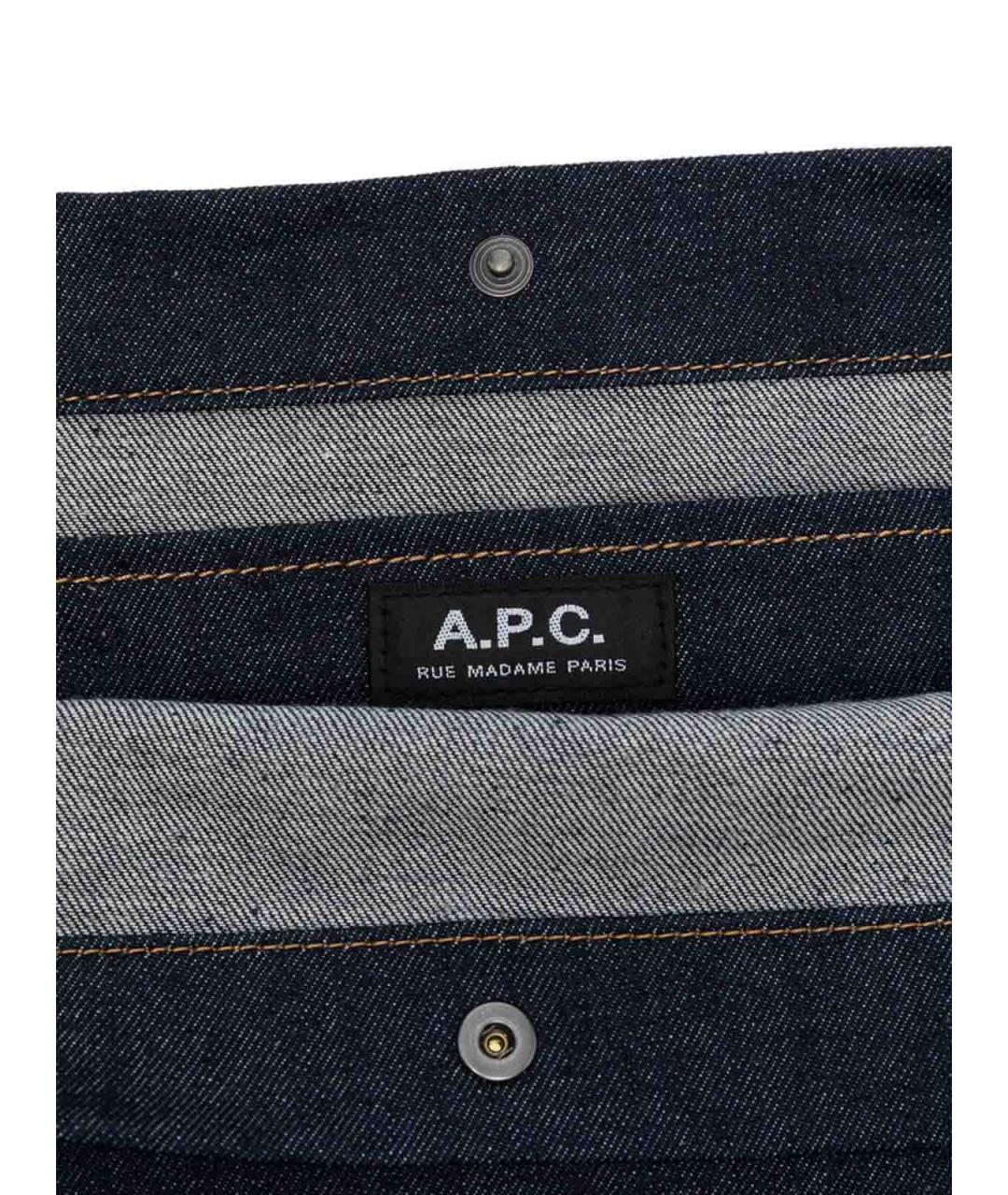 A.P.C. Синяя хлопковая сумка на плечо, фото 3