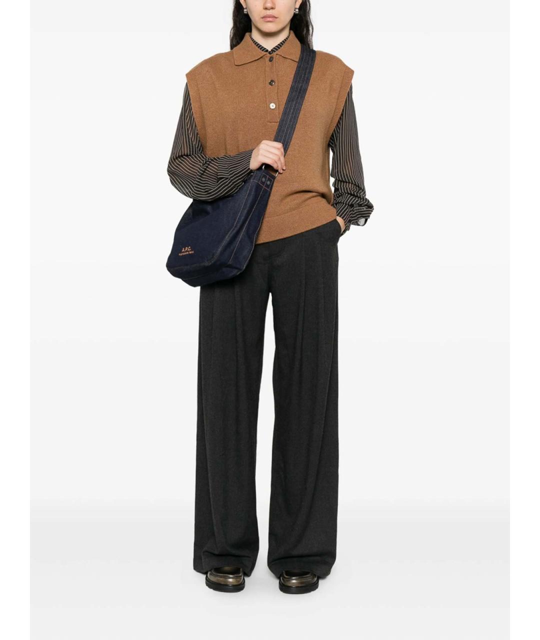 A.P.C. Синяя хлопковая сумка на плечо, фото 2