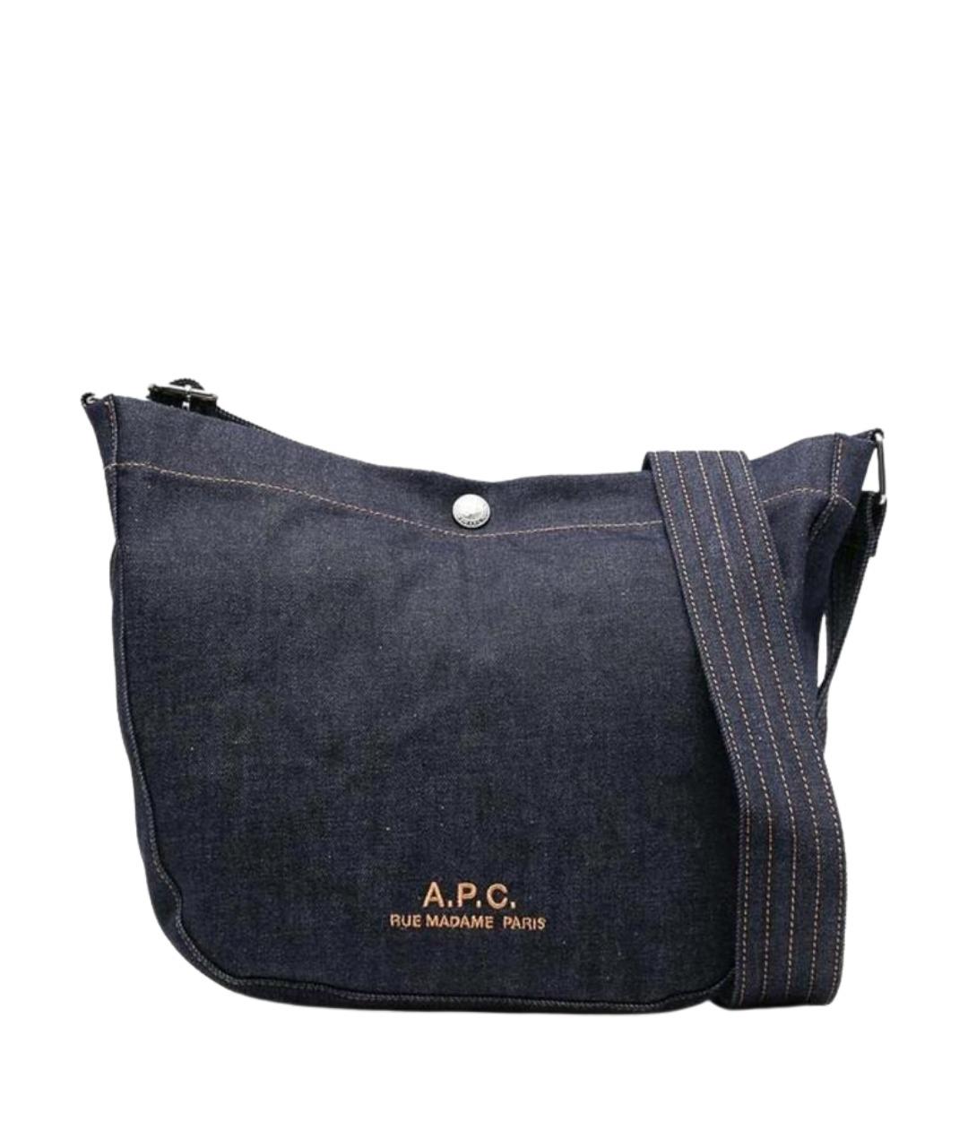 A.P.C. Синяя хлопковая сумка на плечо, фото 1
