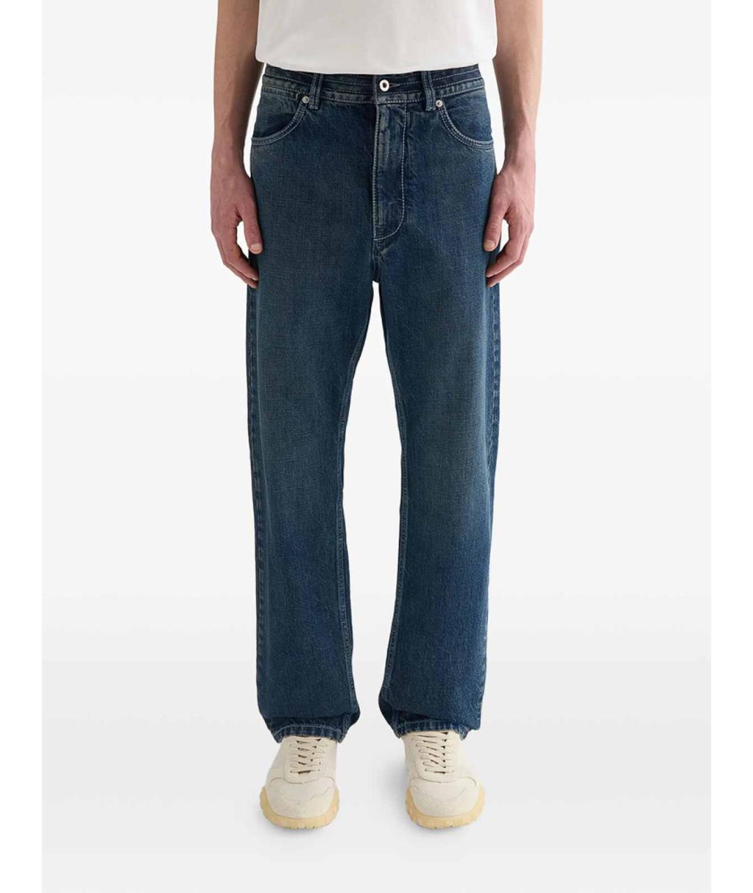 JIL SANDER Синие хлопковые повседневные брюки, фото 2