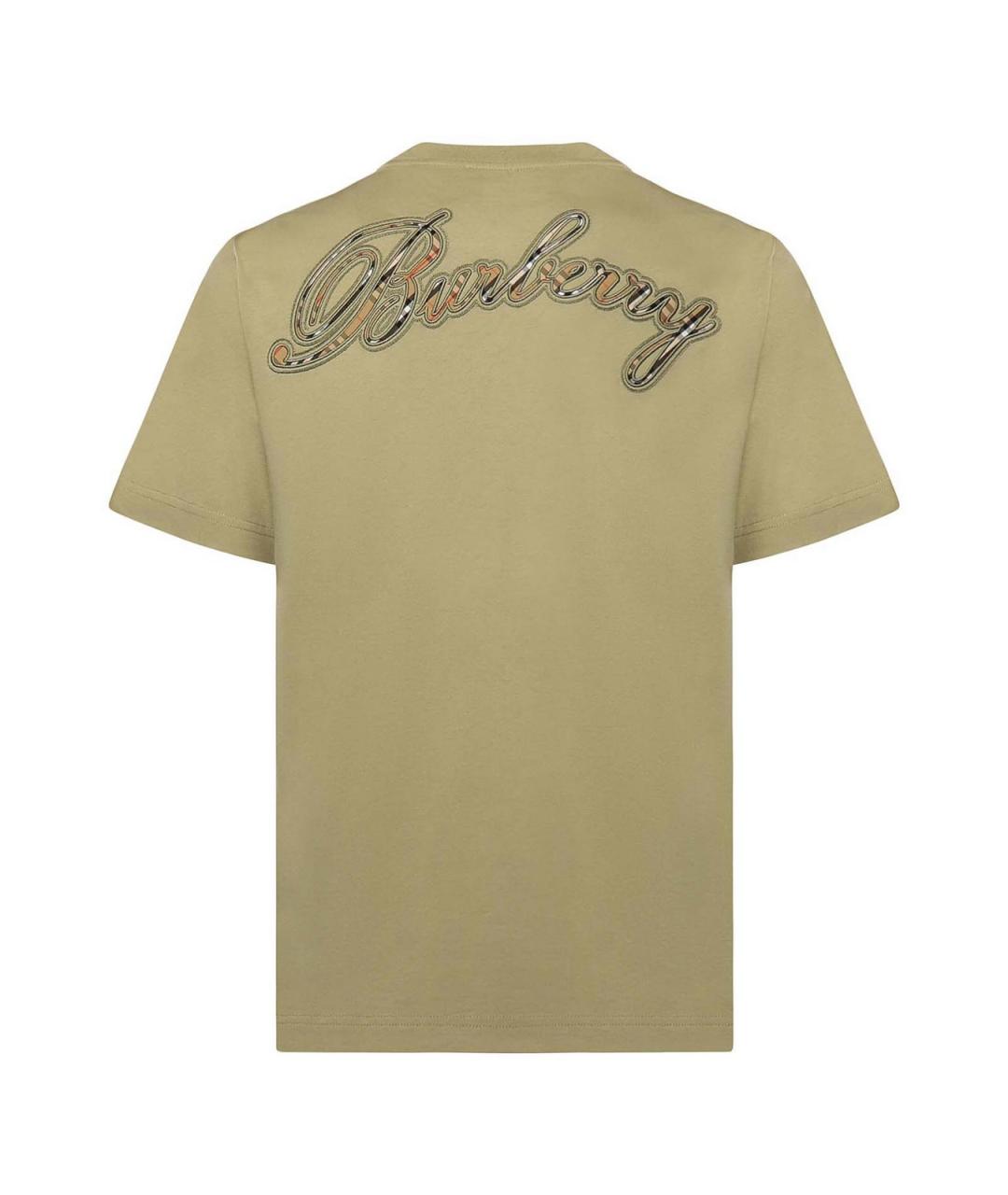 BURBERRY Зеленая хлопковая футболка, фото 3