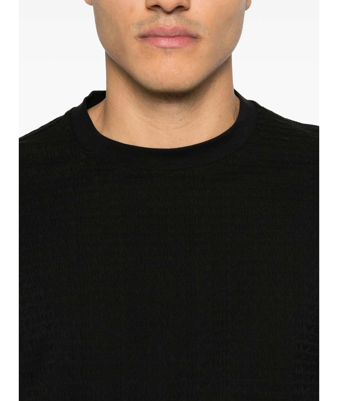 EMPORIO ARMANI Черная хлопковая футболка, фото 2