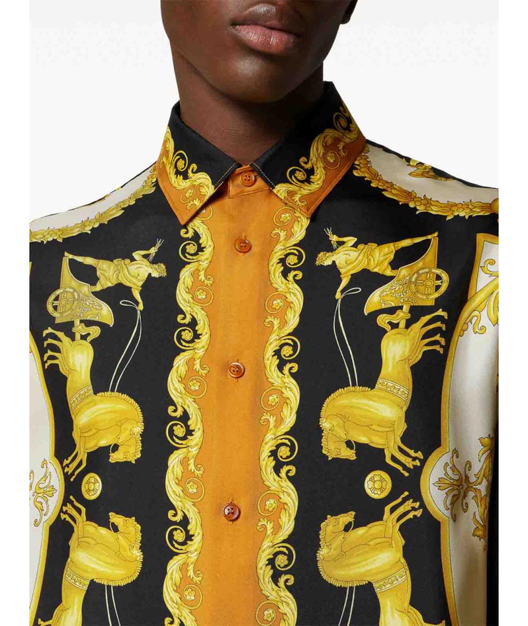 VERSACE Черная шелковая кэжуал рубашка, фото 5