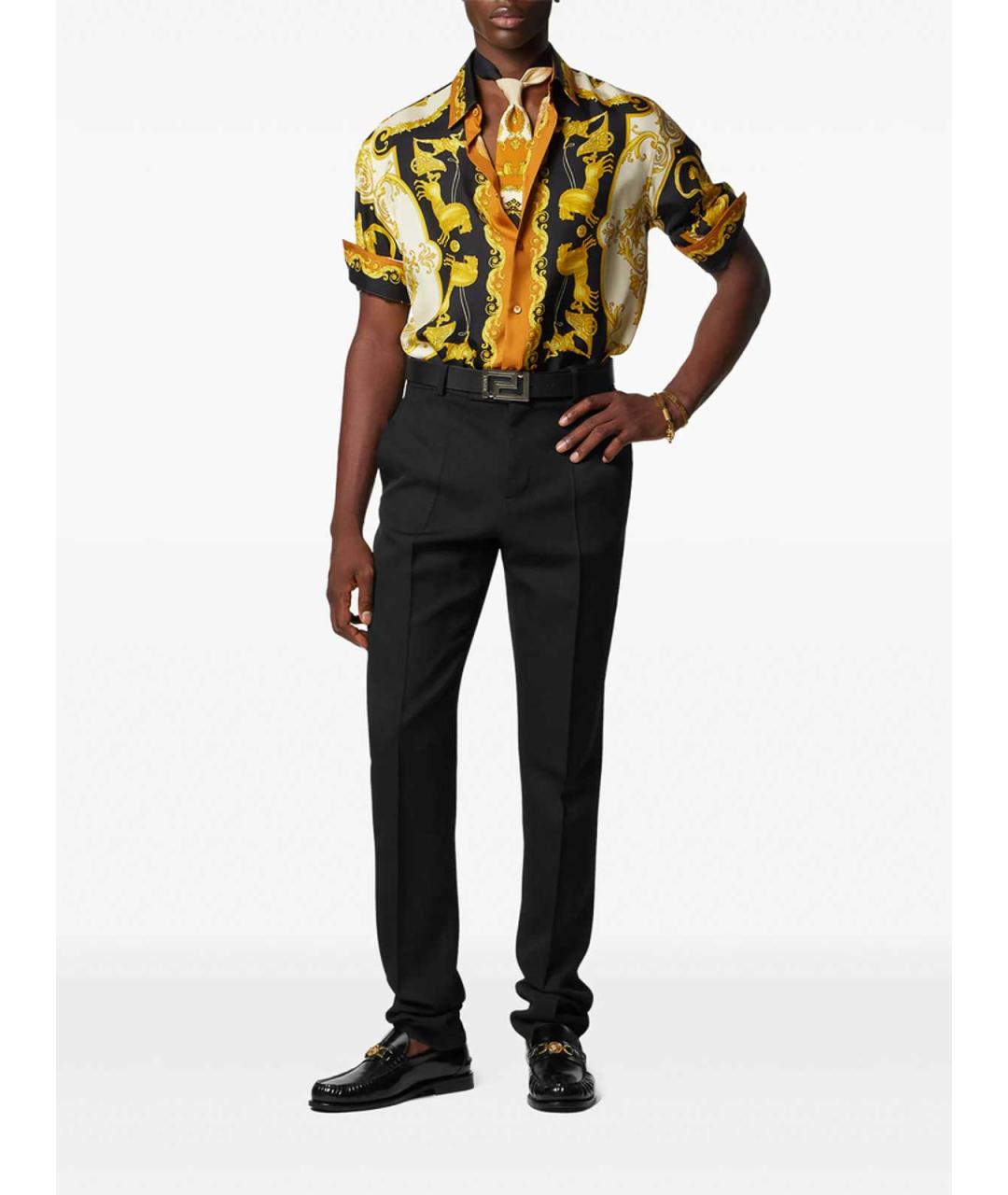 VERSACE Черная шелковая кэжуал рубашка, фото 3