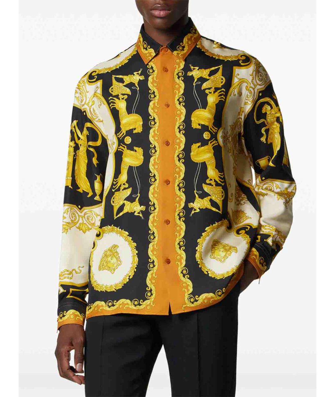 VERSACE Черная шелковая кэжуал рубашка, фото 2