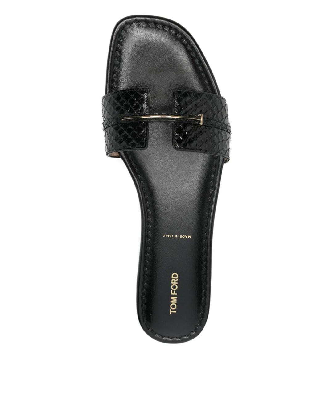 TOM FORD Черные кожаные шлепанцы, фото 4