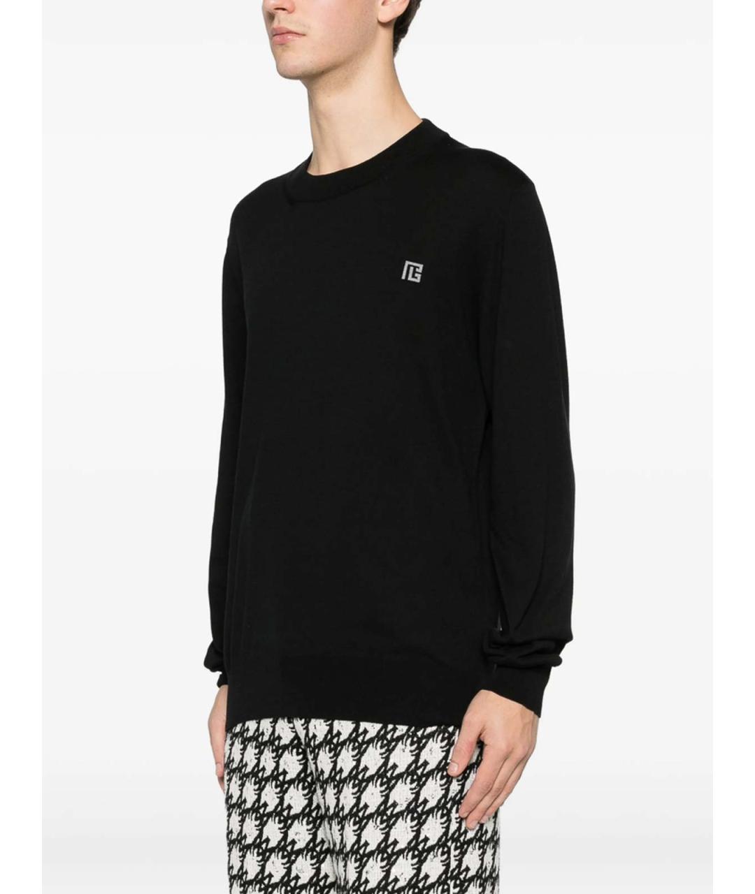 BALMAIN Черный хлопковый джемпер / свитер, фото 3