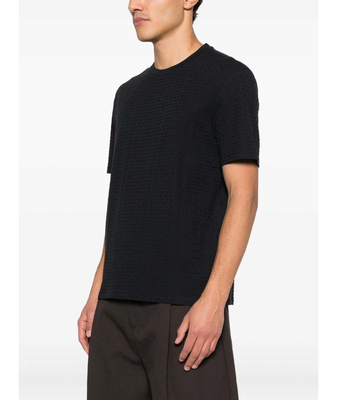 EMPORIO ARMANI Черная хлопковая футболка, фото 2