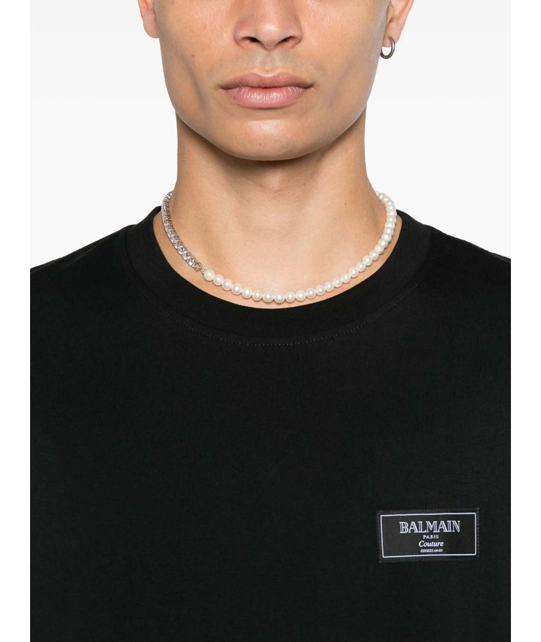 BALMAIN Черная хлопковая футболка, фото 4