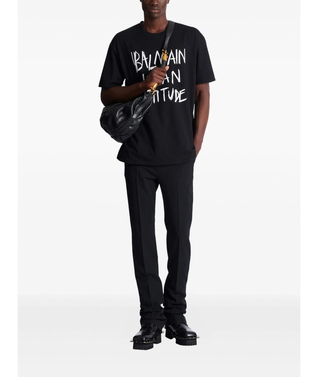 BALMAIN Черная хлопковая футболка, фото 2