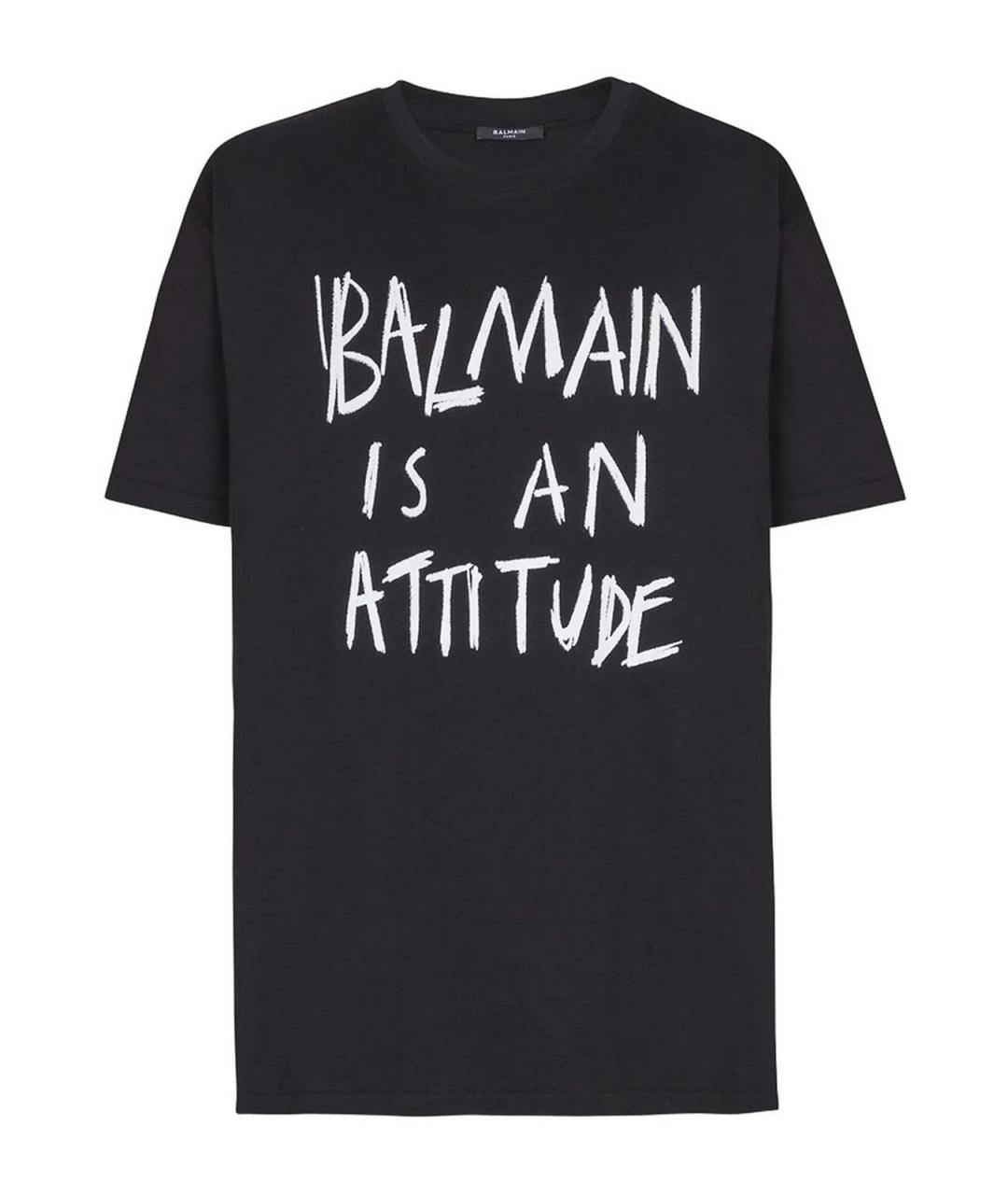 BALMAIN Черная хлопковая футболка, фото 1