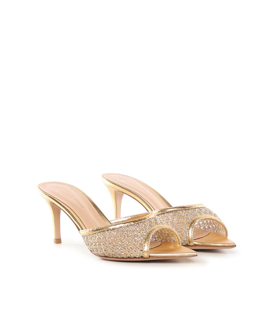 GIANVITO ROSSI Золотые кожаные мюли, фото 2