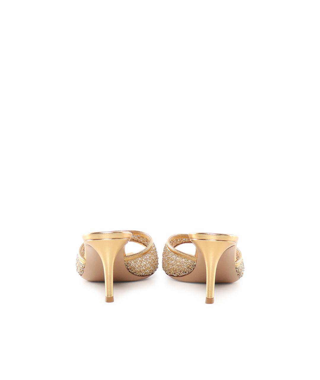 GIANVITO ROSSI Золотые кожаные мюли, фото 3