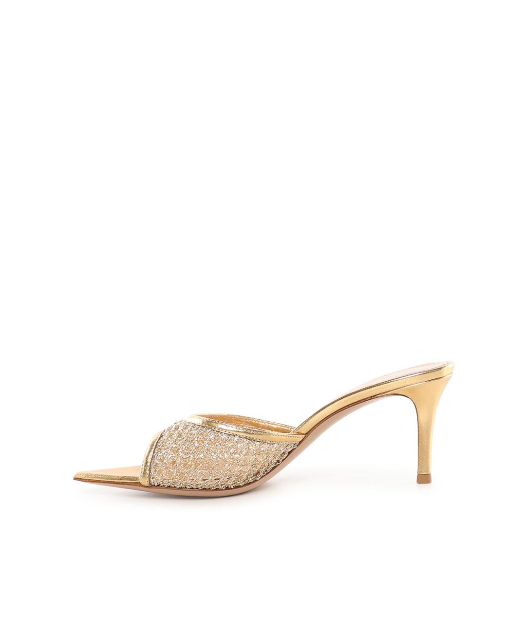 GIANVITO ROSSI Золотые кожаные мюли, фото 4
